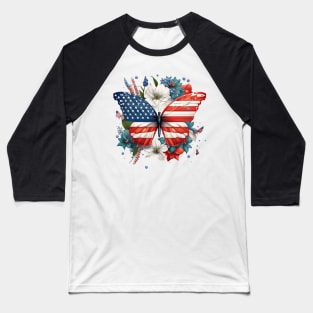 4th of July Floral Butterfly Lover Baseball T-Shirt